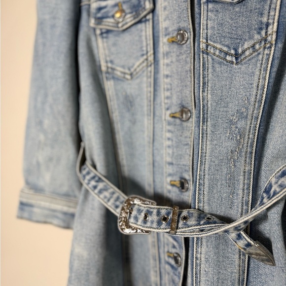 REVOLVE Retrofete Lema Denim dress Western Puff Sleeve size Medium H28 - Picture 8 of 13